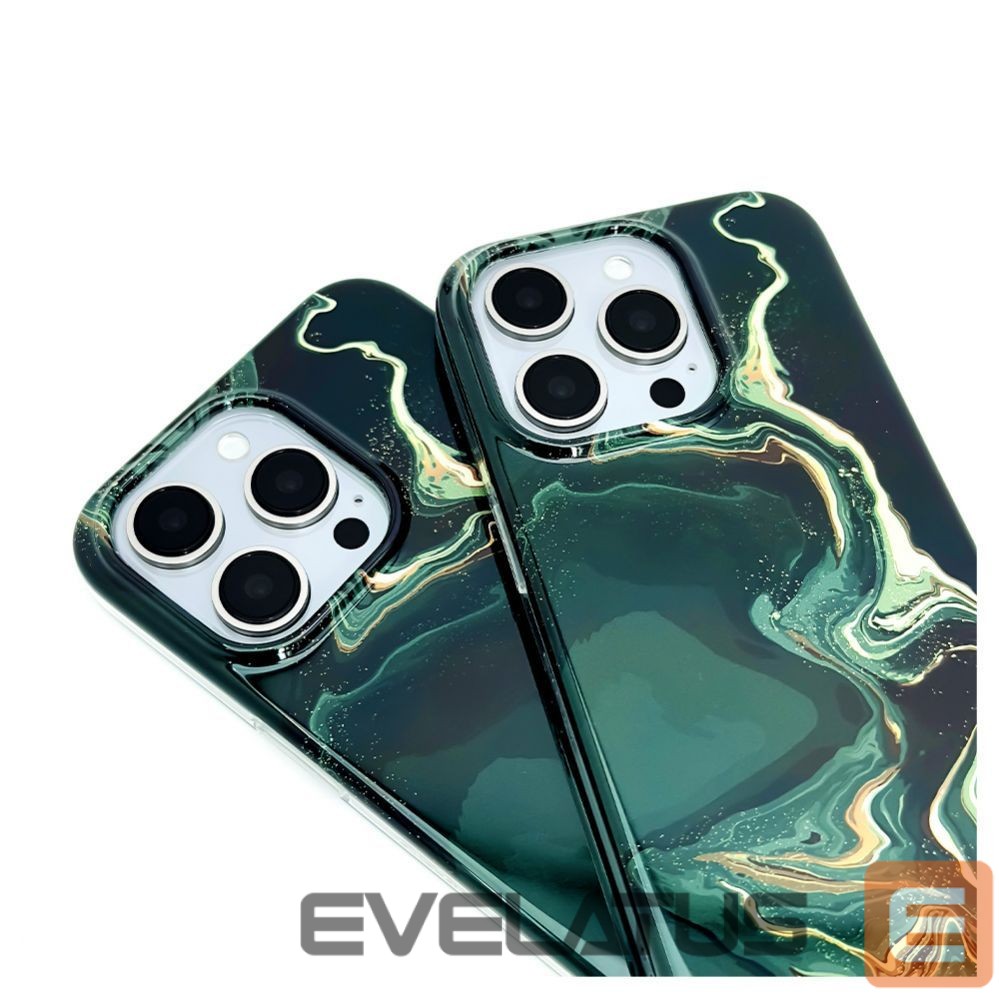 Aizmugurējais vāciņš Evelatus Apple iPhone 15 Pro PC Customized Print Design Marble Dark Green