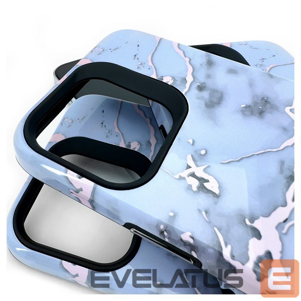 Aizmugurējais vāciņš Evelatus Apple iPhone 15 Pro Armor case TPU+PC Customized Print Design Marble Silver