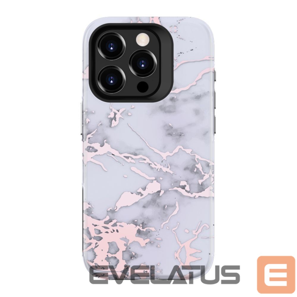 Aizmugurējais vāciņš Evelatus Apple iPhone 15 Pro Armor case TPU+PC Customized Print Design Marble Silver