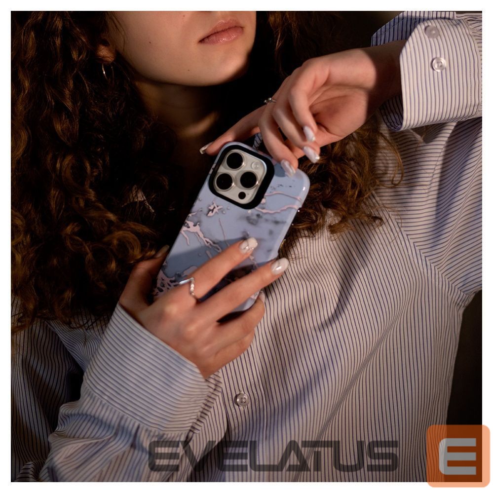 Aizmugurējais vāciņš Evelatus Apple iPhone 15 Pro Armor case TPU+PC Customized Print Design Marble Silver