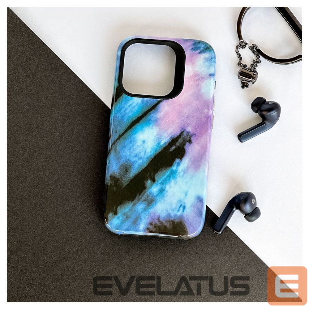 Aizmugurējais vāciņš Evelatus Apple iPhone 15 Pro Armor case TPU+PC Customized Print Design Blue Pink