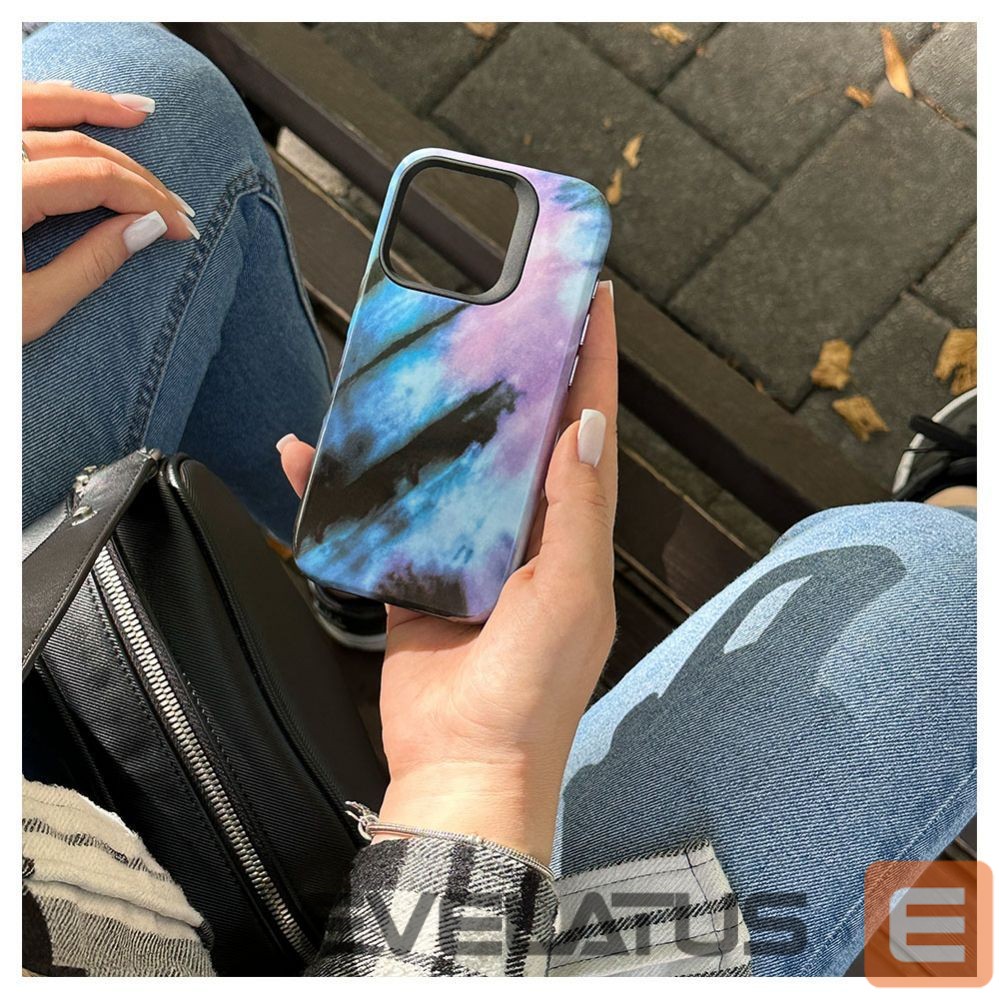 Aizmugurējais vāciņš Evelatus Apple iPhone 15 Pro Max Armor case TPU+PC Customized Print Design Blue Pink