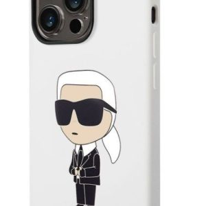 Aizmugurējais vāciņš Karl Lagerfeld Apple iPhone 14 Pro Liquid Silicone Ikonik NFT Case White