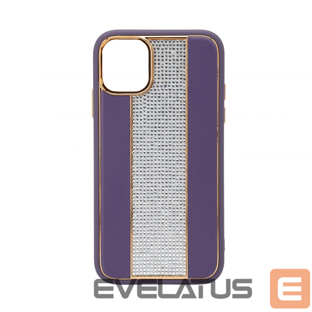 Aizmugurējais vāciņš iLike Apple iPhone 11 Diamonds and Leather Case Purple