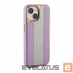 Aizmugurējais vāciņš iLike Apple iPhone 15 Diamonds and Leather Case Pink Sand