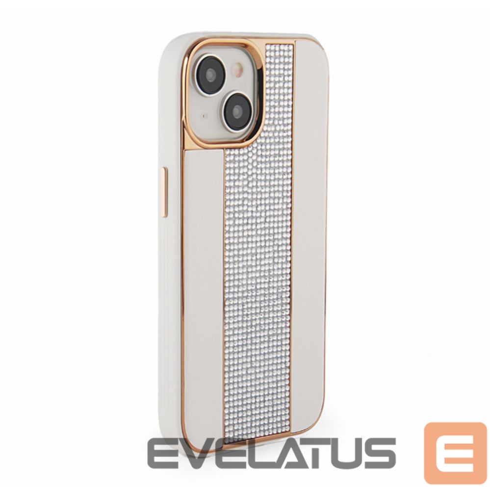 Aizmugurējais vāciņš iLike Apple iPhone 15 Diamonds and Leather Case White