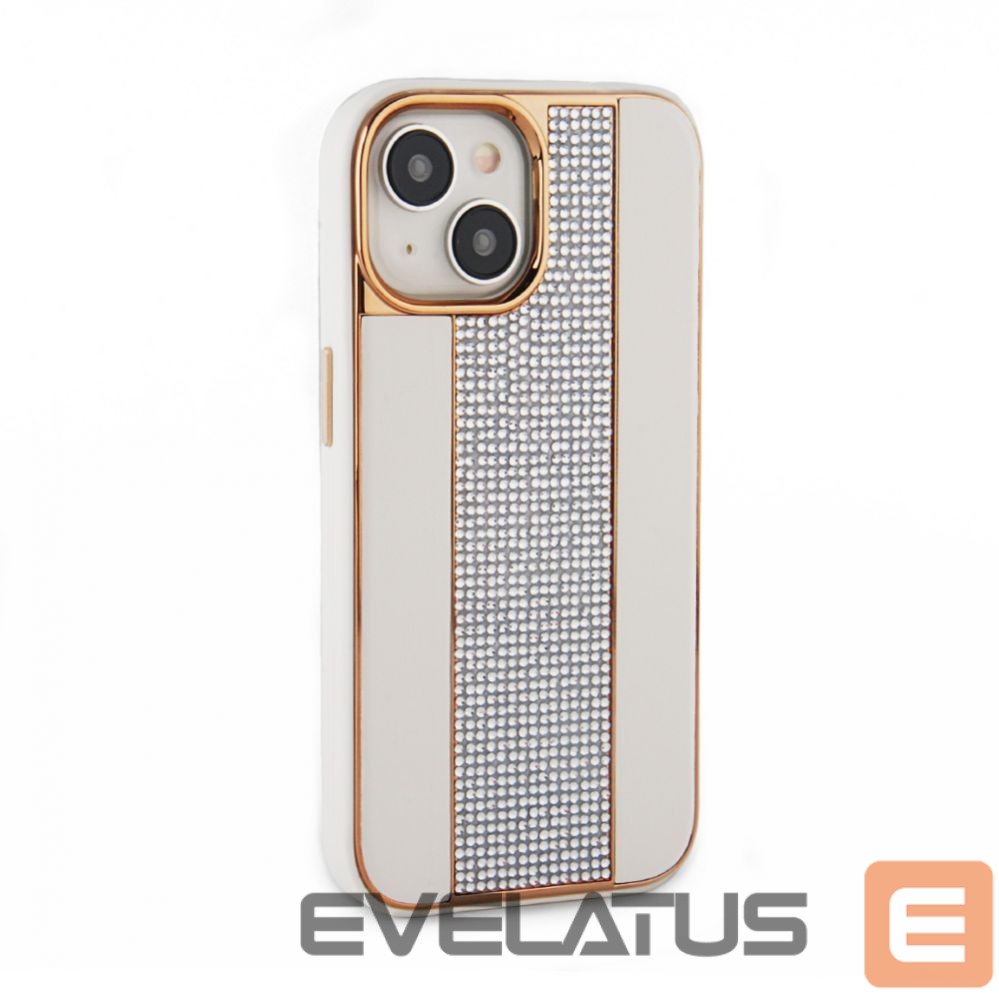 Aizmugurējais vāciņš iLike Apple iPhone 15 Diamonds and Leather Case White
