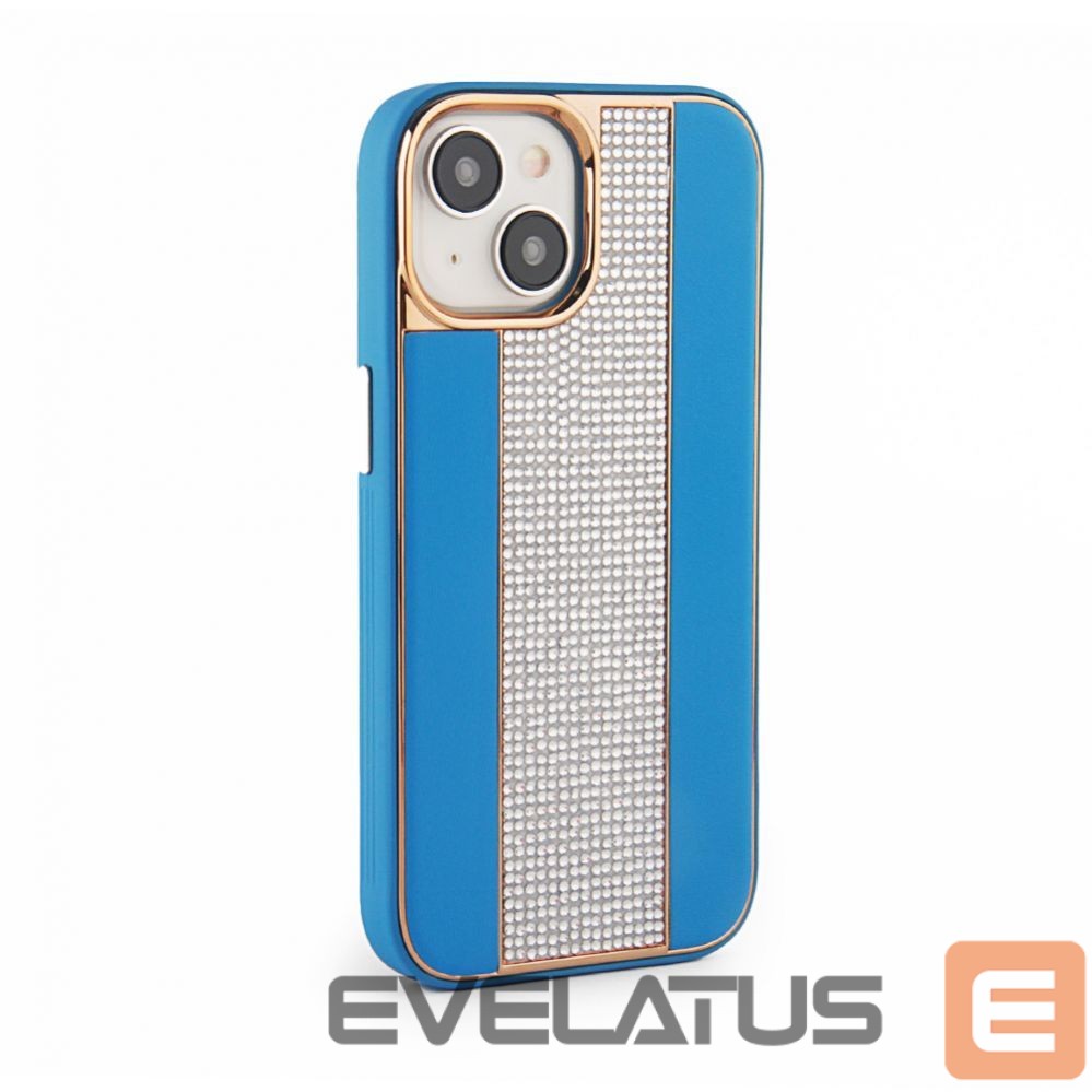 Aizmugurējais vāciņš iLike Apple iPhone 15 Diamonds and Leather Case Blue