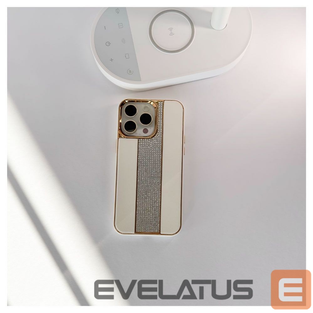 Aizmugurējais vāciņš iLike Apple iPhone 15 Pro Max Diamonds and Leather Case White