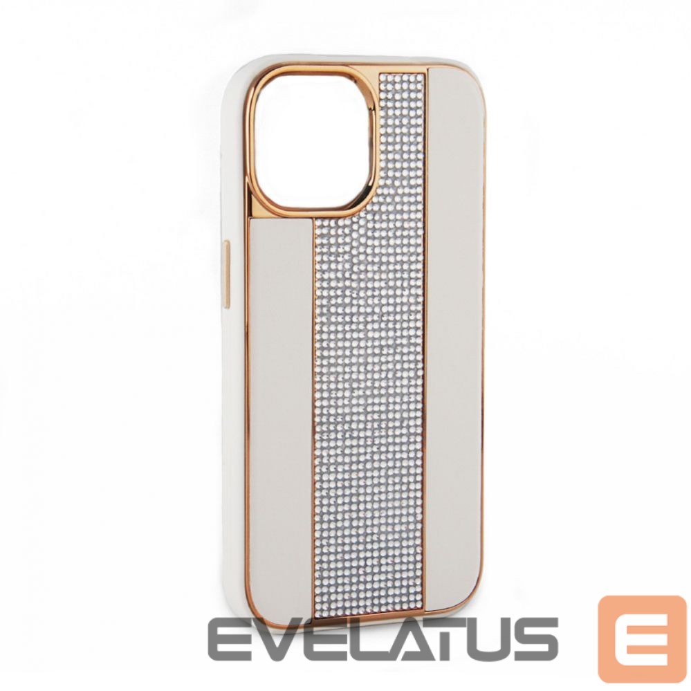 Aizmugurējais vāciņš iLike Apple iPhone 15 Pro Max Diamonds and Leather Case White