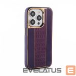 Aizmugurējais vāciņš iLike Apple iPhone 15 Pro Leather Case Customized Plum