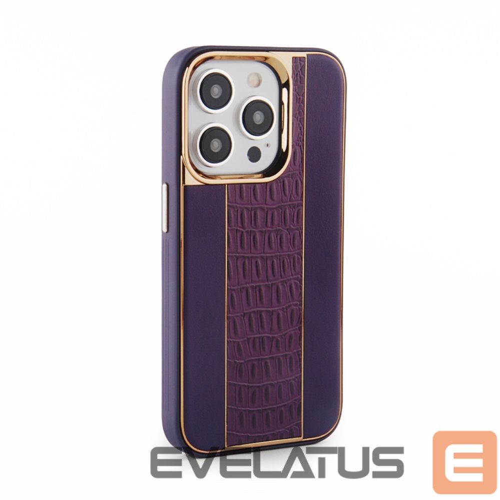 Aizmugurējais vāciņš iLike Apple iPhone 15 Pro Leather Case Customized Plum