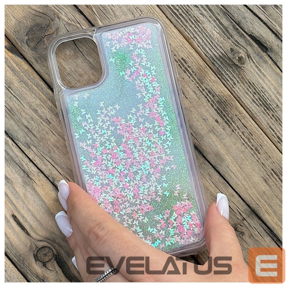 Aizmugurējais vāciņš iLike Apple iPhone 11 Silicone Case Water Glitter Pink