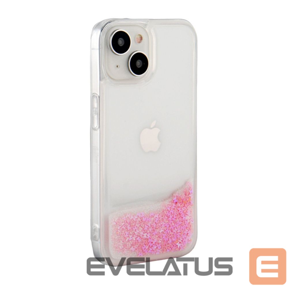 Aizmugurējais vāciņš iLike Apple iPhone 15 Silicone Case Water Glitter Pink