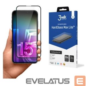 Aizsargstikls 3MK Apple iPhone 15 Plus HardGlass Max Lite Black