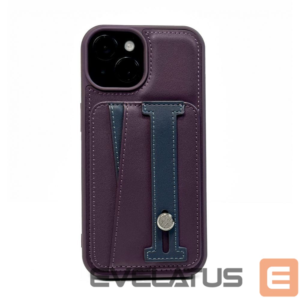 Aizmugurējais vāciņš iLike Apple iPhone 15 Pro Max LEATHER POCKET STAND COVER Purple
