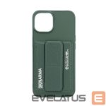 Aizmugurējais vāciņš iLike Apple iPhone 15 LEATHER HIDDEN POCKET STAND COVER Green