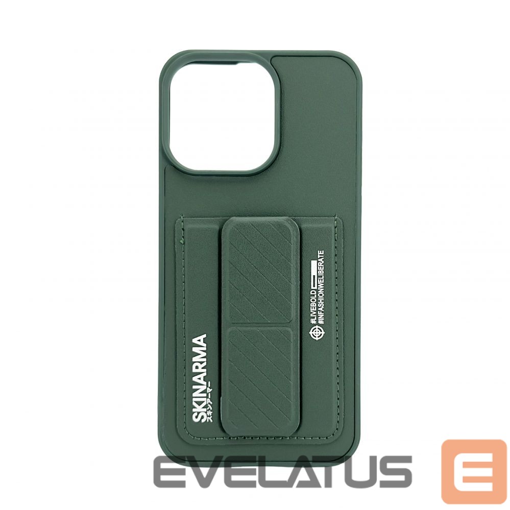 Aizmugurējais vāciņš iLike Apple iPhone 15 Pro Max LEATHER HIDDEN POCKET STAND COVER Green