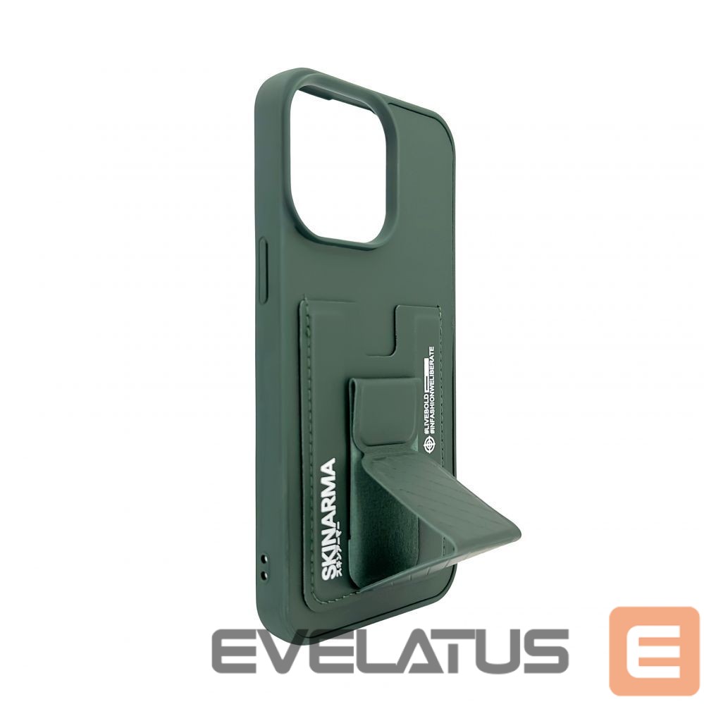 Aizmugurējais vāciņš iLike Apple iPhone 15 Pro Max LEATHER HIDDEN POCKET STAND COVER Green