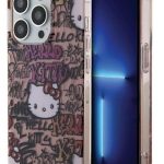Aizmugurējais vāciņš Hello Kitty Apple iPhone 15 Pro Max 6.7 hardcase IML Tags Graffiti Pink