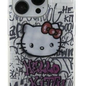 Aizmugurējais vāciņš Hello Kitty Apple iPhone 15 6.1 hardcase IML Kitty On Bricks Graffit White