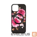 Aizmugurējais vāciņš Evelatus Apple iPhone 14 Leather Case Zipper Design Flower Black
