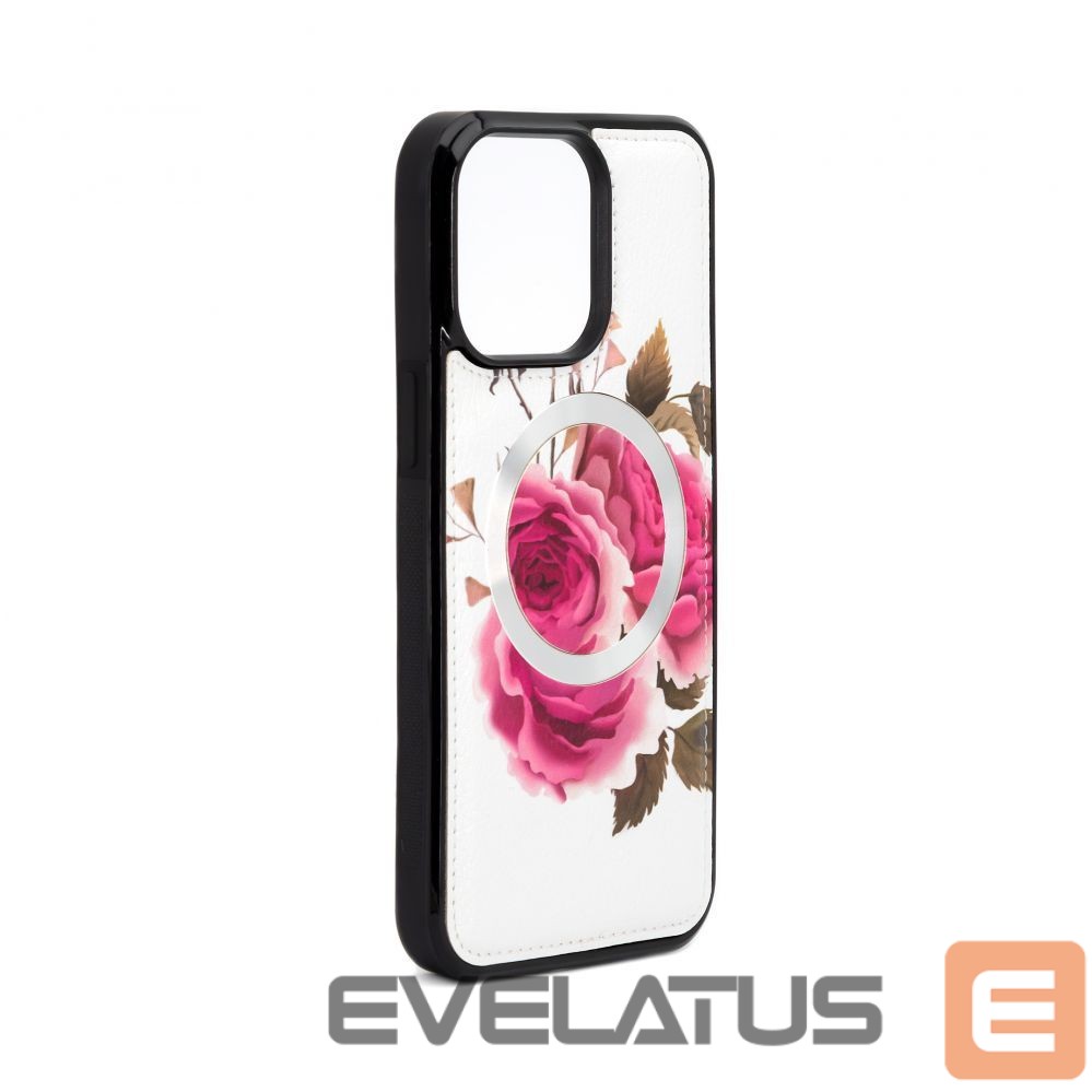 Aizmugurējais vāciņš Evelatus Apple iPhone 14 Pro Max Leather Case Zipper Design Flower White