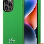 Aizmugurējais vāciņš Lacoste Apple iPhone 15 6.1 Liquid Silicone Microfiber Croc Logo Magsafe Back Cover Green