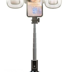 Selfie nūja iLike Universal SELFIE MINI HANDLE BLUETOOTH REMOTE CONTROL LED LAMPS Black