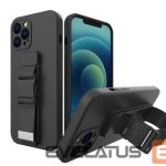 Aizmugurējais vāciņš Wozinsky Samsung Galaxy A52s 5G / A52 5G / A52 4G case Gel Lanyard with Chain Purse Lanyard Black