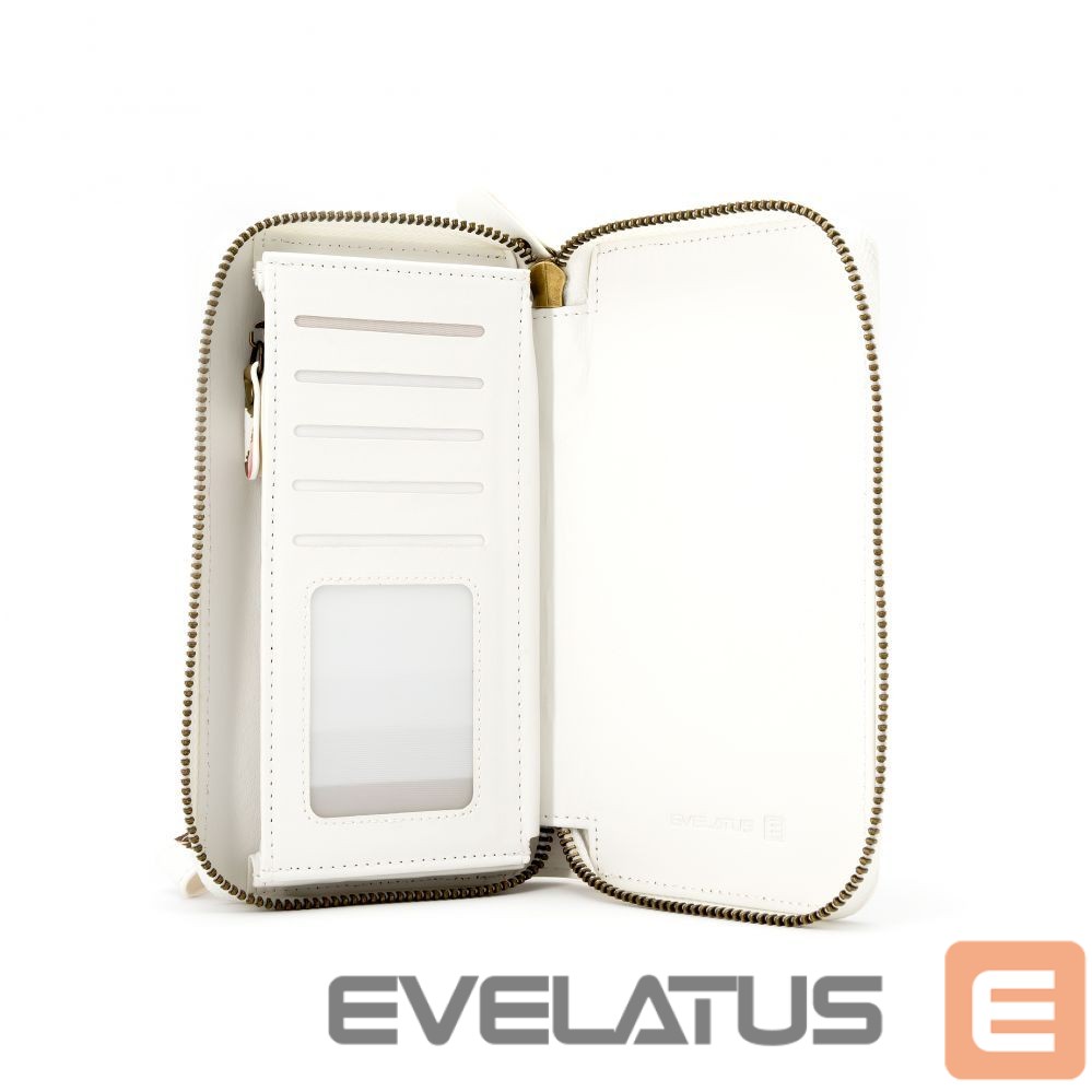 Maciņš universāla kabata Evelatus Universal Wallet Zipper Design Flower White