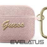 Maciņš austiņām Guess Apple AirPods 3 cover Saffiano Script Metal Collection case Pink