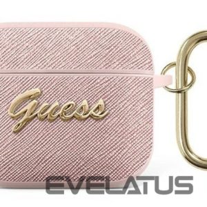 Maciņš austiņām Guess Apple AirPods 3 cover Saffiano Script Metal Collection case Pink