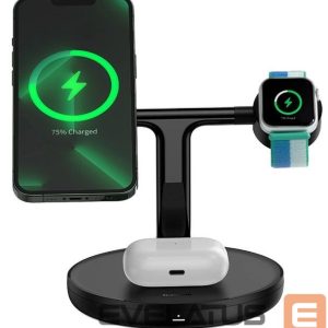 Bezvadu lādētājs Baseus Universal Swan inductive charger (compatible with MagSafe) stand for iPhone, Apple Watch, AirPods + 1m USB-C cable Black