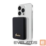 Ārējais akumulators Guess  Power Bank 5000mAh 15W MagSafe And Regular Charge With Metal Ssript Logo Black