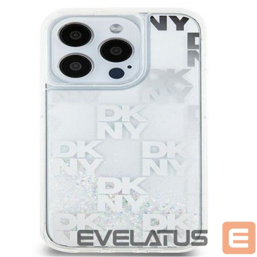 Aizmugurējais vāciņš DKNY Apple iPhone 15 Pro 6.1 hardcase Liquid Glitter Multilogo White
