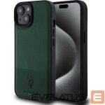 Aizmugurējais vāciņš U.S. Polo PU Apple iPhone 15 Leather Mesh Pattern Double Horse Case Green