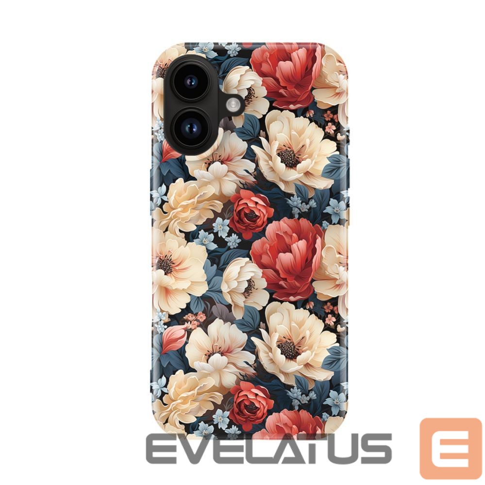 Aizmugurējais vāciņš Evelatus Apple iPhone 16 Slim Shell with Magsafe customized print design Flower Red