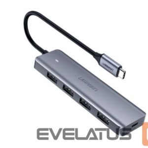 Parveidotājs Ugreen  4-Port USB3.0 Hub with USB-C Power Supply Grey