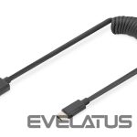 Kabelis Digitus  USB 2.0 Type A to USB C Spiral Cable AK-300430-006-S Black, 1 m 