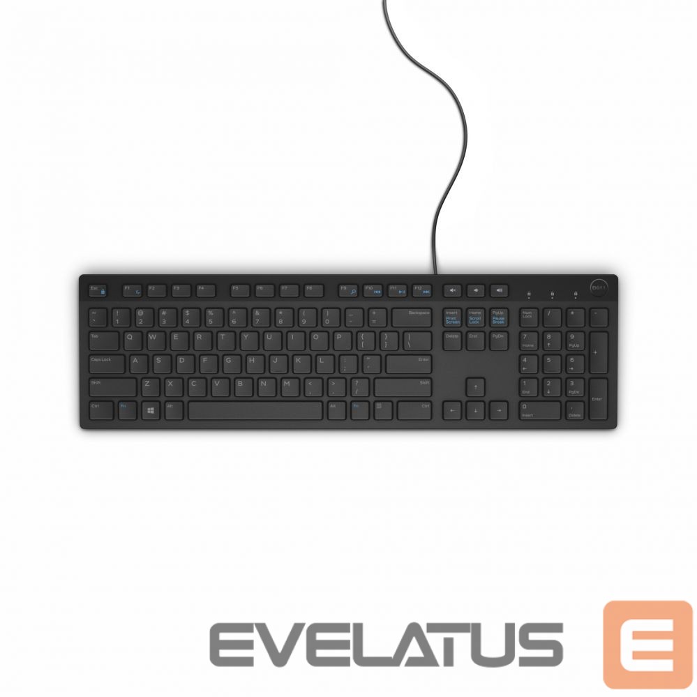 Datora tastatūra Dell KB216 Standard, Wired, Chiclet style, RU, Black, Numeric keypad, 503 g