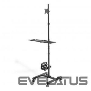 Biroja piederumi Digitus  Mobile workstation with individual height adjustment 	DA-90374, 17-32 ", Monitor Mount, PC Holder, Black