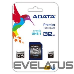 Atmiņas kartes ADATA  Premier 32 GB SDHC Flash memory class 10 No