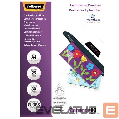 Biroja piederumi Fellowes LAMINATOR POUCH IMAGELAST/A4 80 25PCS 5396205