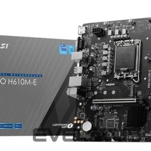 Pamatplate Intel procesorsiem MSI  Mainboard||Intel H610|LGA1700|Micro-ATX|Memory DDR5|Memory slots 2|1xPCI-Express 1x|1xPCI-Express 16x|1xM.2|1x15pin D-sub|1xHDMI|4xUSB 2.0|2xUSB 3.2|1xPS/2|1xRJ45|3xAudio port|PROH610M-E 
