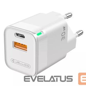 Adapteris Jellico  C44 Mini PD 30W QC 3.0 Smart Adaptive Fast Charger with 1x USB-C (5-20V) / USB 3A White