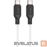 Kabelis Hoco  X90 Cool 60W silicone charging data cable for Type-C to Type-C White
