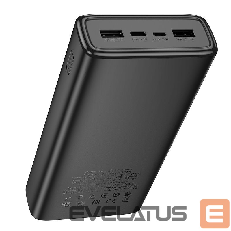 Ārējais akumulators Hoco J144A Hymn power bank(30000mAh) SB-A1/USB-A2: 5V/2A USB-C/Micro: 5V/2A Black