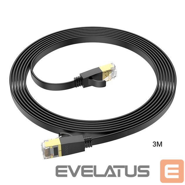 Kabelis Hoco US07 General pure copper flat network cable(L=3M) Black