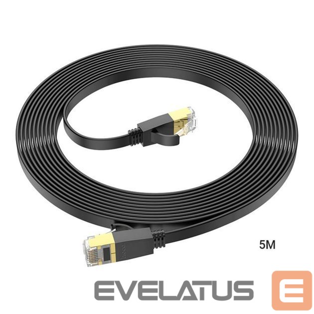 Kabelis Hoco US07 General pure copper flat network cable(L=5M) Black
